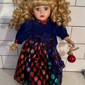 VICTORIAN BOWS COLLECTION PORCELAIN DOLL BY MELISSA JANE 1997 HOLIDAY